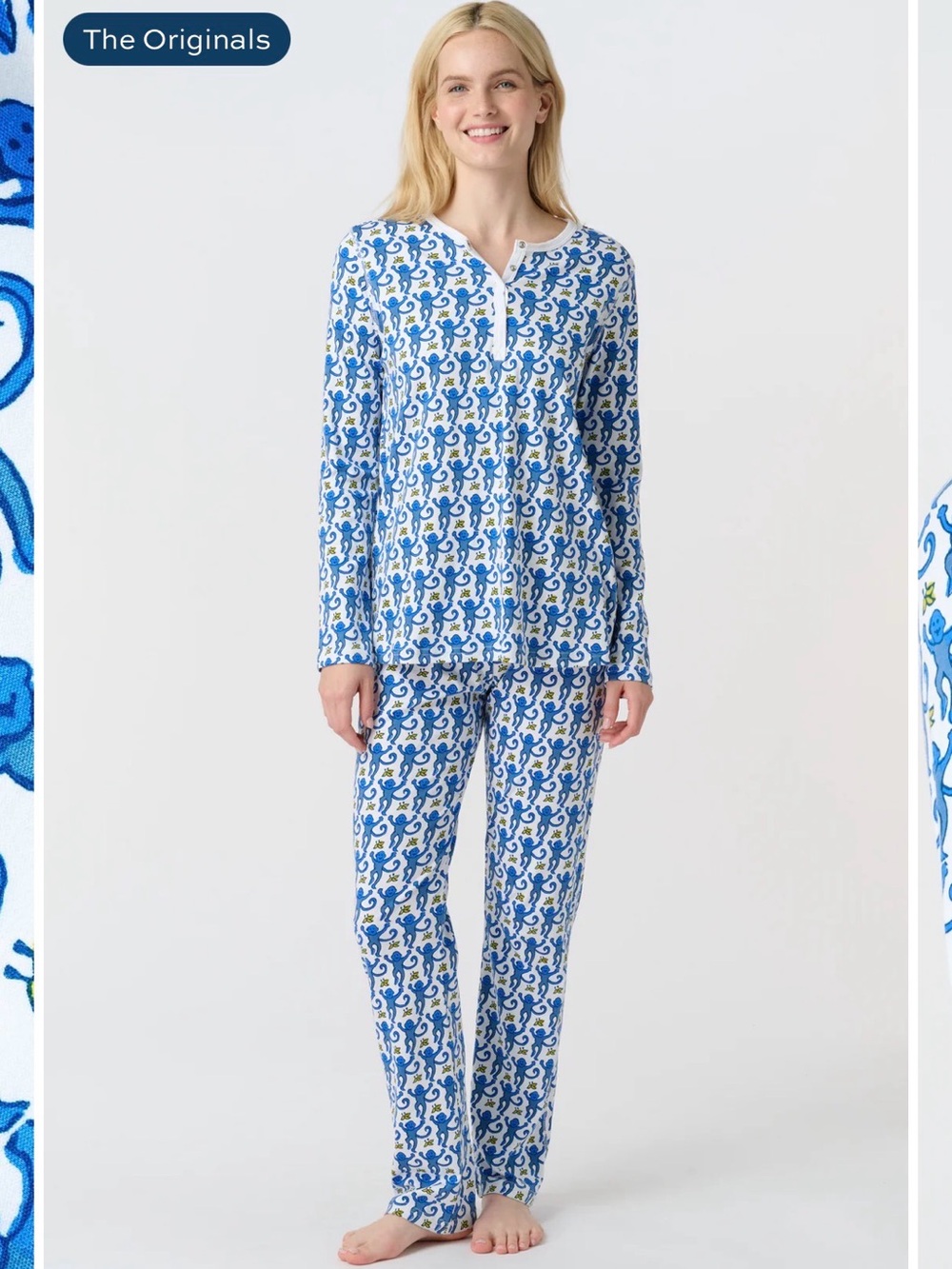 Roller Rabbit Blue & White Floral-Print Cotton Pajama Set
